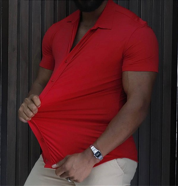 CAMISA / MANGA CURTA VERMELHA C/ ELASTANO