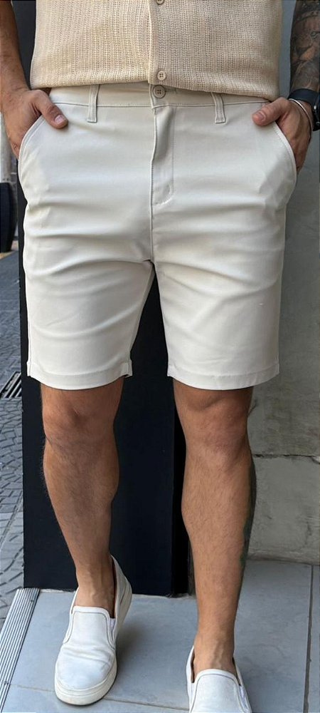 BERMUDA ALFAIATARIA SLIM AREIA