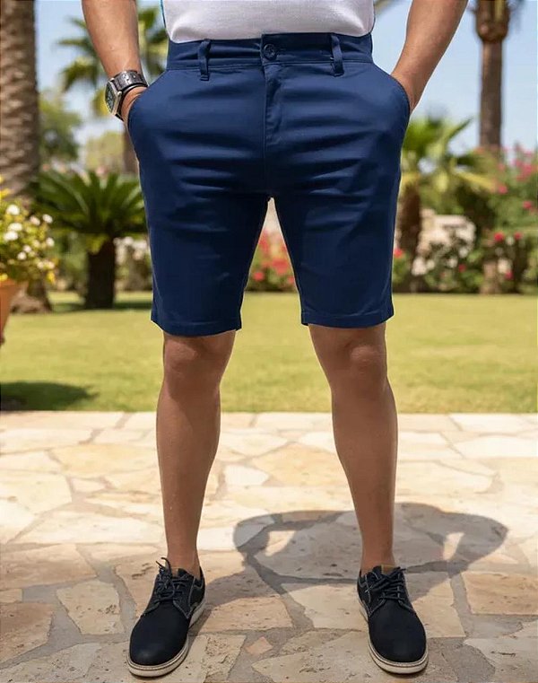 BERMUDA ALFAIATARIA SLIM AZUL MARINHO