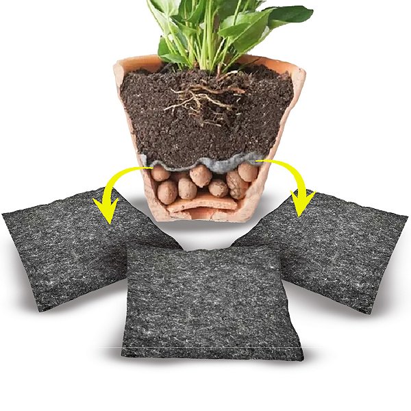 Kit 3 Manta Bidim Vasos Planta 3x1 Drenagem Pedra Jardim 9m²