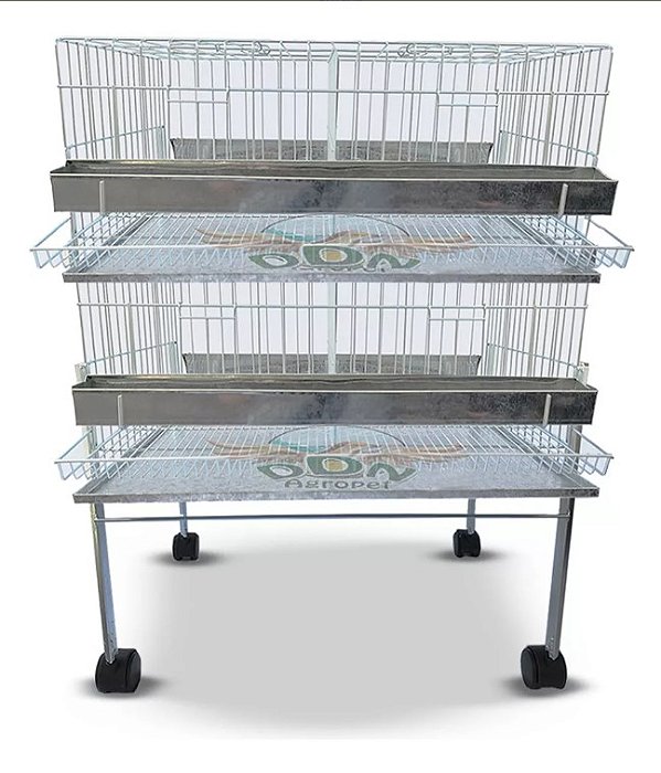 Kit 2 Viveiro Gaiola Codorna Suporte Base Até 40 Aves Chapa