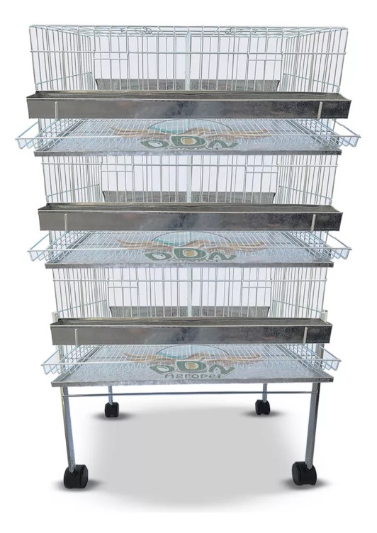 Kit 3 Viveiro Gaiola Codorna Base Bateria Até 60 Aves Chapa