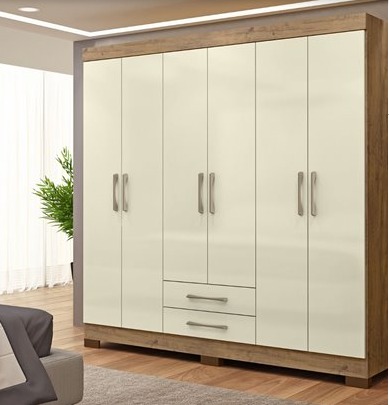 Guarda-Roupa Casal Escócia 6 Portas 2 Gavetas -  Várias cores disponíveis
