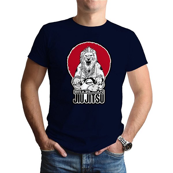 Camiseta Jiu Jitsu Lion Brasillian - Manga Curta 100% Algodão