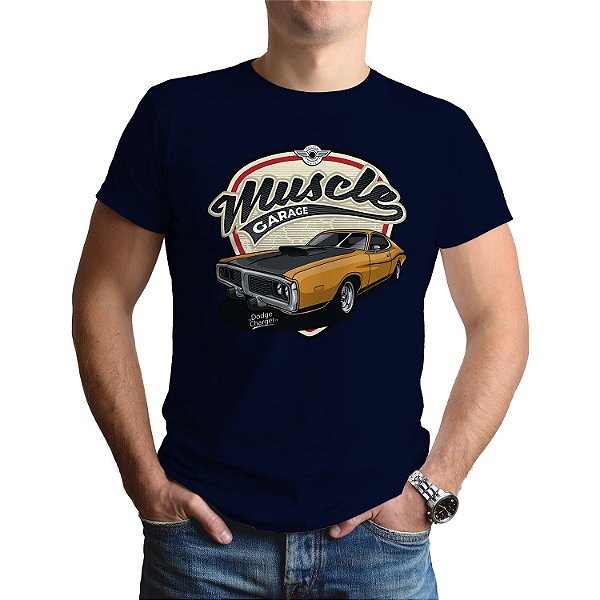 Camiseta Carro Clássico Dodge Charger 1973 - Manga Curta 100% Algodão