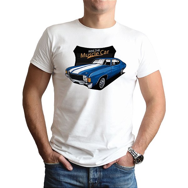 Camiseta Carro Clássico Muscle Car - Manga Curta 100% Algodão