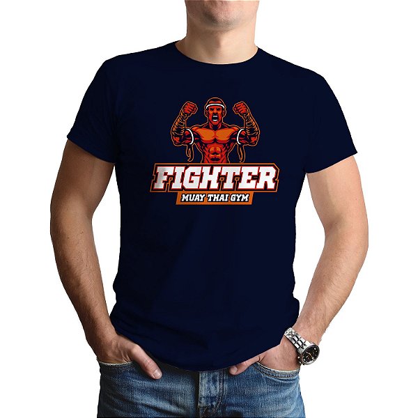 Camiseta Muay Thai Fighter - Manga Curta 100% Algodão