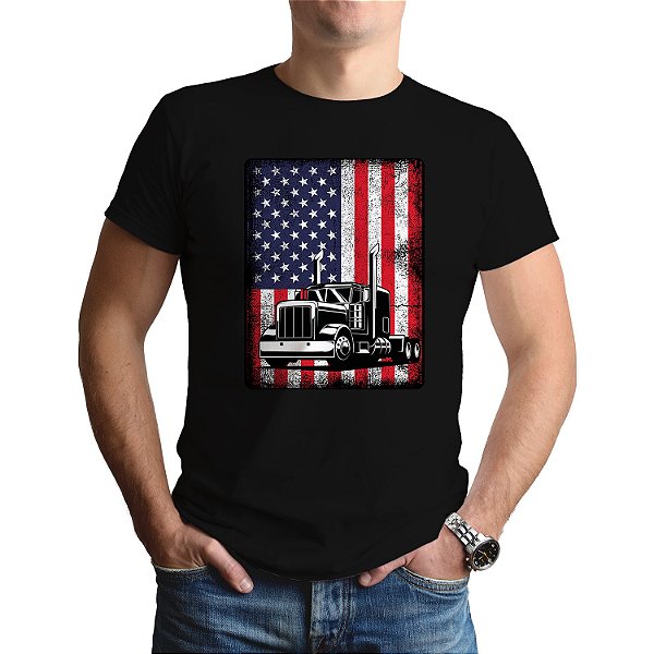 Camiseta Caminhoneiro Caminhão Estradeiro Americano
