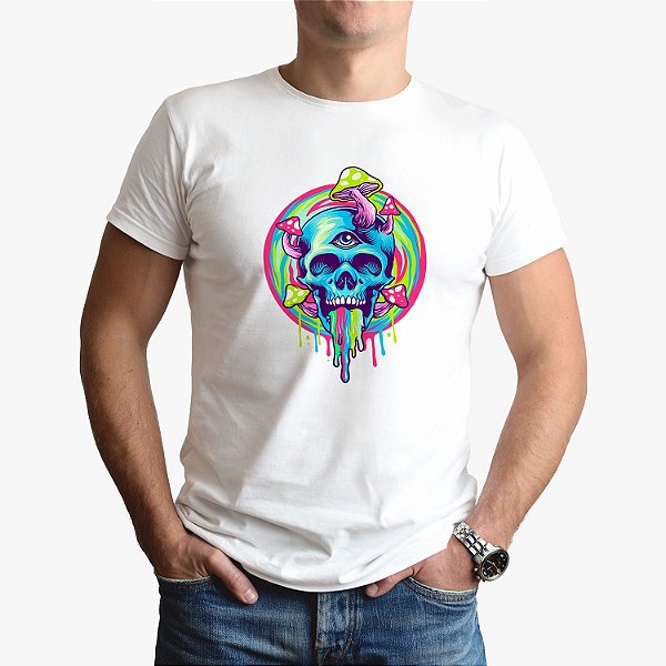 Camiseta Camisa Caveira Psicodélico