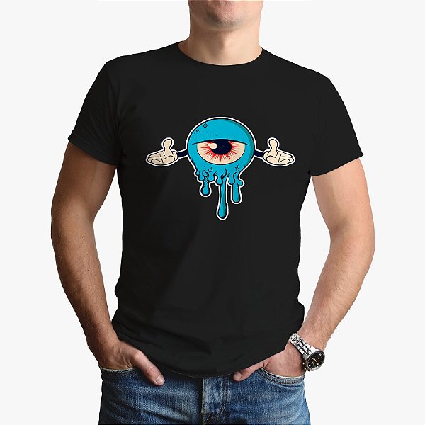 Camiseta Camisa Olho Azul Derretendo Psicodélico