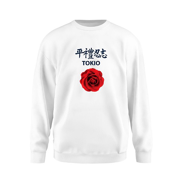 Moletom Feminino Gola Redonda Careca Rosa Tokio Blusa de Frio