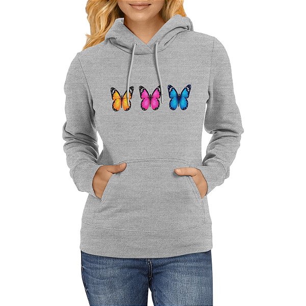 Moletom Canguru 3 Borboletas Blusa de Frio