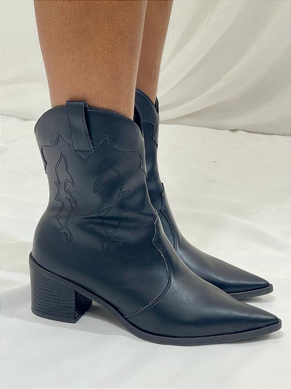 Bota Feminina Texana Nati Cano Médio Preto