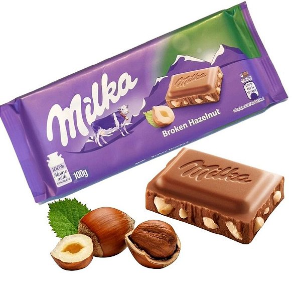 Barra de Chocolate MILKA Broken Hazelnut (Com nozes) - 100g
