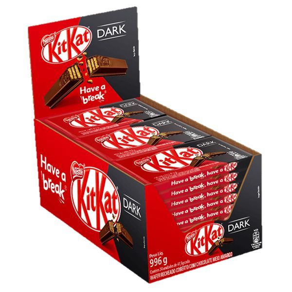 Wafer com recheio de Chocolate meio amargo KIT KAT DARK - C/ 24 un 996g