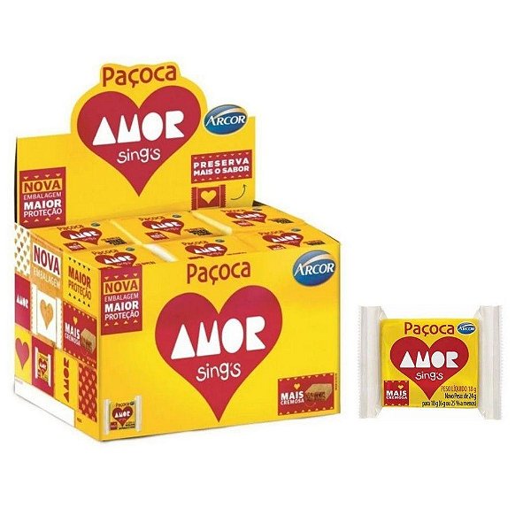 Paçoca  doce de amendoim AMOR SING'S - c/ 30un de 18g