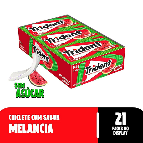 Chiclete sabor melância TRIDENT 168g - c/ 21 un