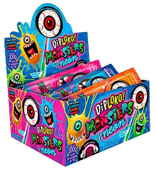 Pirulito DIPLOKO Monster + Neon 300g - c/ 30 un