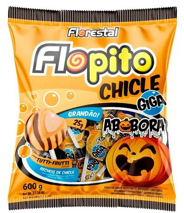Pirulito Chiclete (Chicle) Giga FLOPITO  Abóbora 600g - c/ 24 un