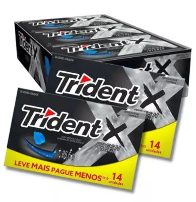 Goma de mascar preto TRIDENT X Fresh Sabor duradouro 319,4g - c/12 un