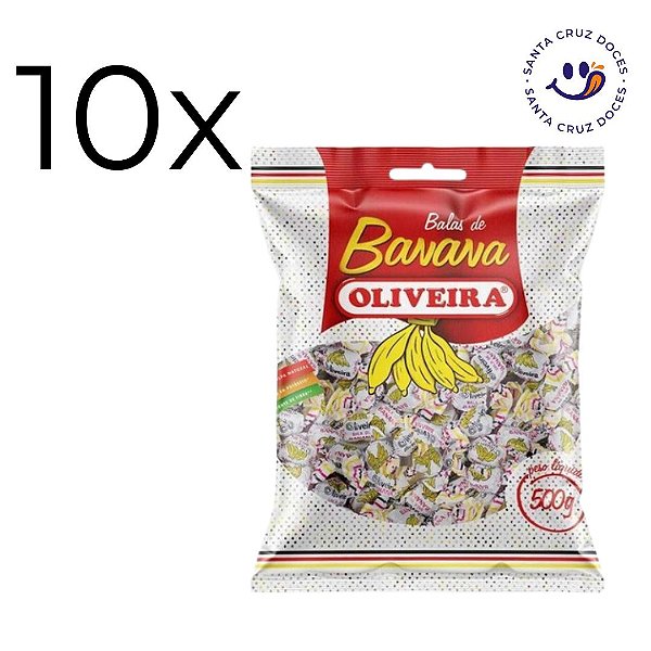 Kit 10 Bala BANANA OLIVEIRA - pct 500g