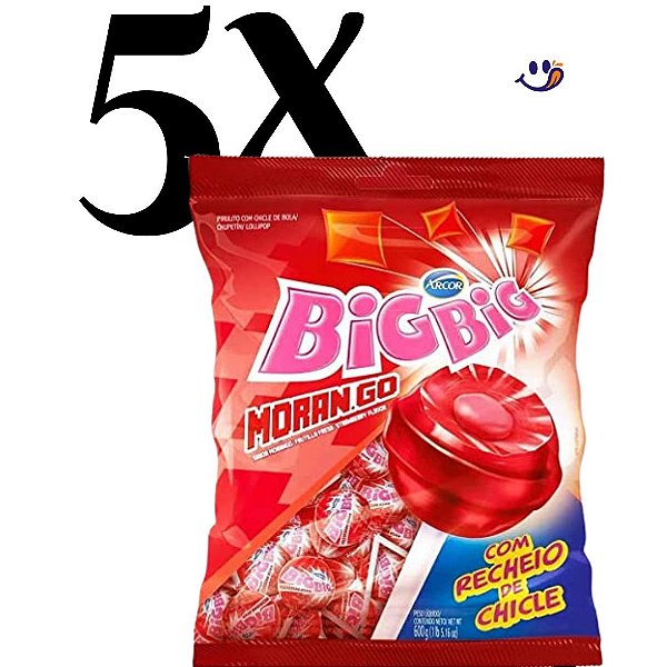Kit 5 Pirulito BIG BIG MORANGO - pct 600g