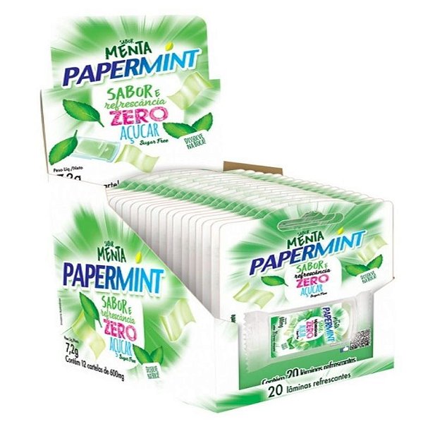 Lâmina Refrescante PAPERMINT Sabor Menta Zero c/ 24 un