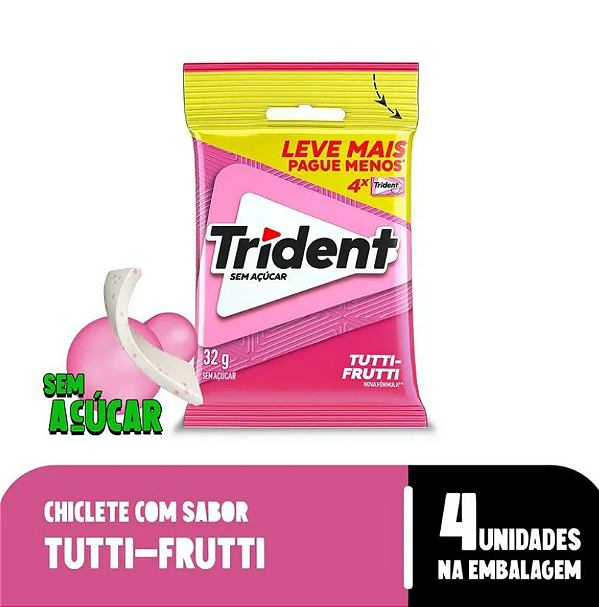 Chiclete Trident Tutti-Fruit 32g - c/ 4 un