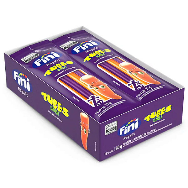 Balas Fini Halloween Gelatinas Tubes Boo! C/12un