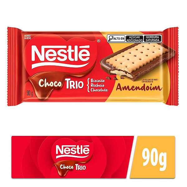Chocolate Recheado Com Biscoito Choco Trio Amendoim Nestlé - 90g