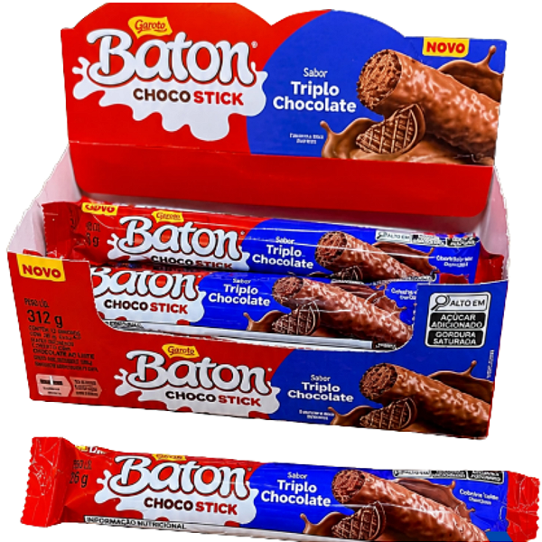 Chocolate Garoto Baton Chocostick Triplo Chocolate - c/12un