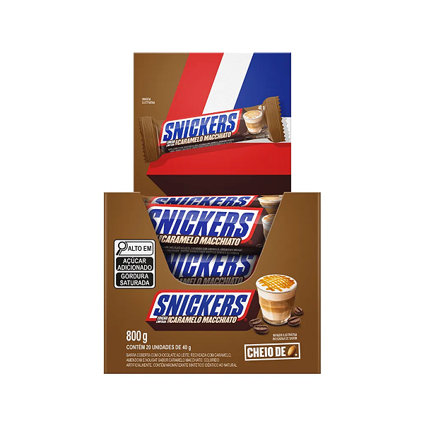 Chocolate Snickers Caramelo Macchiato 800g - c/ 20 un