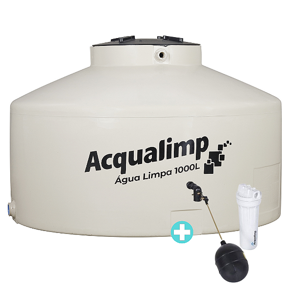 Caixa d'água de Polietileno 1000L Bege com acessórios Acqualimp Agua Limpa