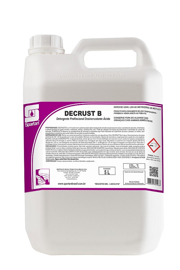 Decrust B Spartan Detergente Acido 5L