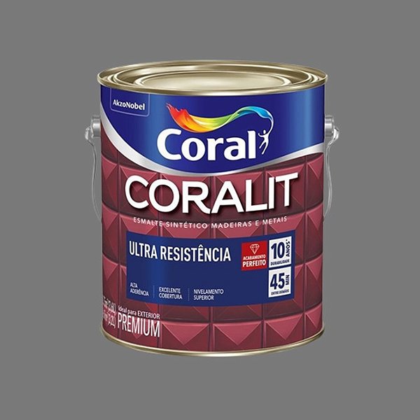 Esmalte Sintetico Brilho Coralit 3,6L Cinza Medio