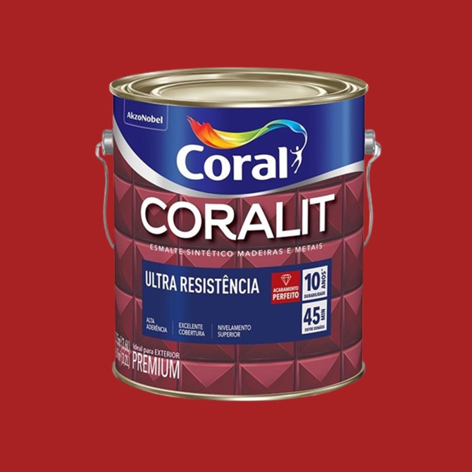 Esmalte Sintetico Brilho Coralit 3,6L Vermelho