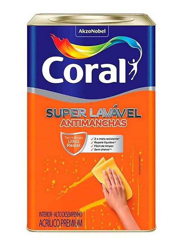 Tinta Látex Acrílico Fosco Coral Super Lavável 18L - Branco