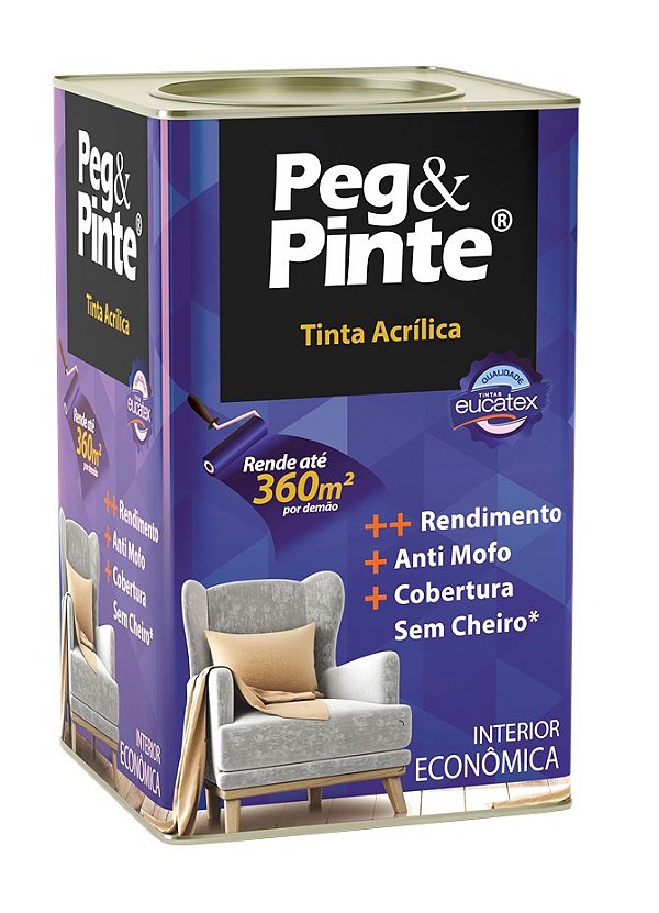 Tinta Eucatex Peg&Pinte Acrílica Econômica Fosca Branco 18L