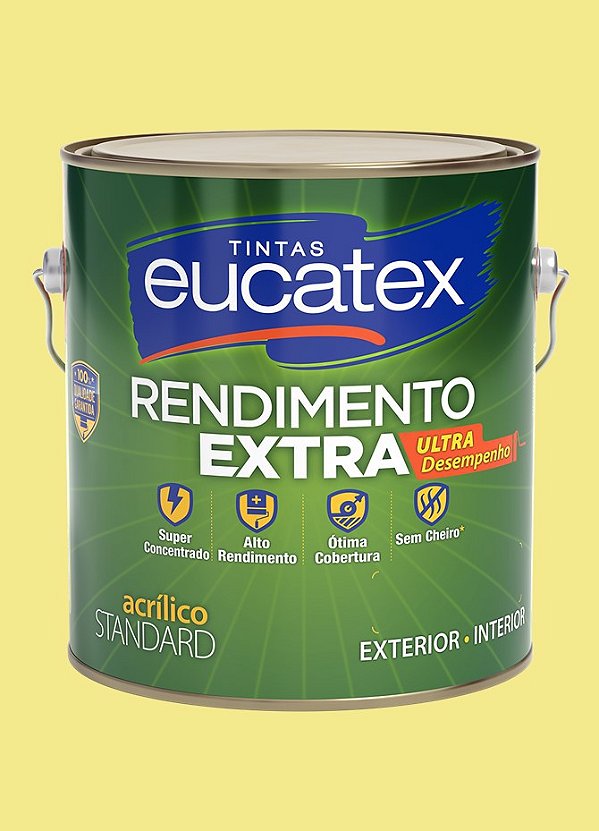Tinta Látex Acrílico Fosco Eucatex Rende Extra 3.6L - Amarelo Canário