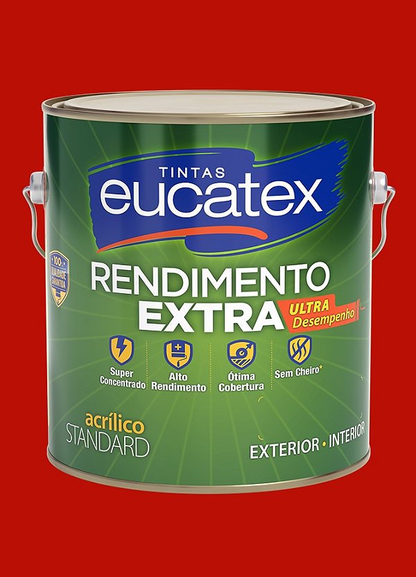 Tinta Látex Acrílico Fosco Eucatex Rende Extra 3.6L - Vermelho Cardinal