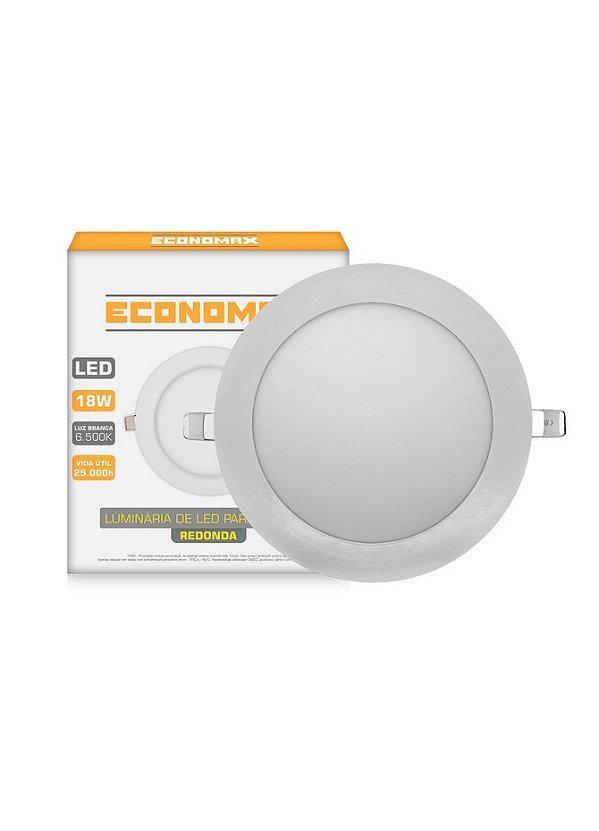 Luminaria Led Economax Embutir Redonda 18W Biv (Luz Branca)