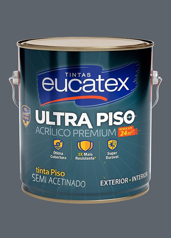 Tinta Acrílica Piso Eucatex Semi Acetinado 3.6L - Cinza