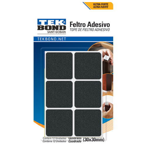 Feltro TekBond Preto Quadrada 30Mm C/ 12Un