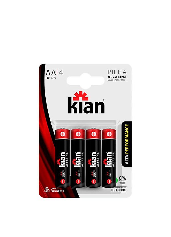 Pilha Kian Pequena AA Alcalina (4 pilhas)