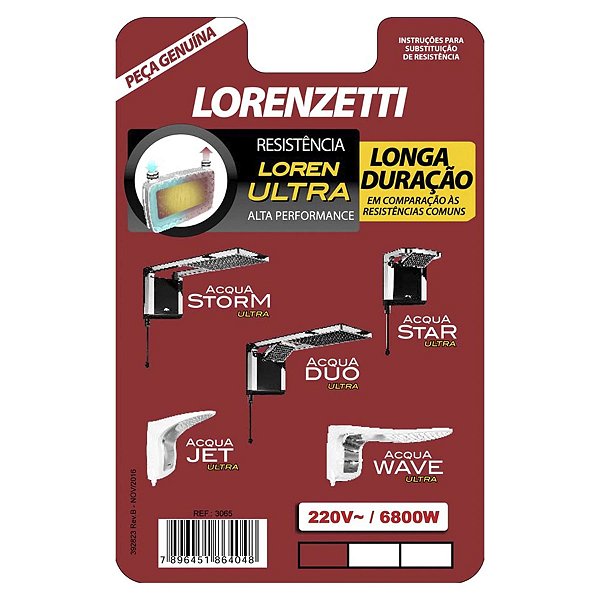 Resistencia Lorenzetti Acqua Ultra 6800W 220V 3065A