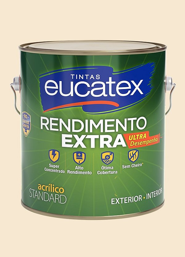 Tinta Látex Acrílico Fosco Eucatex Rende Extra 3.6L - Palha