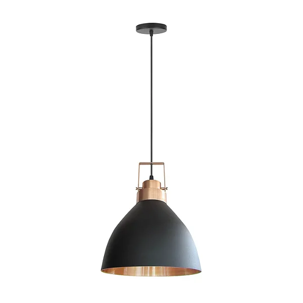 Kin Light Lustre Pendente Oviedo Preto/Cobre Pd300/Pt Co