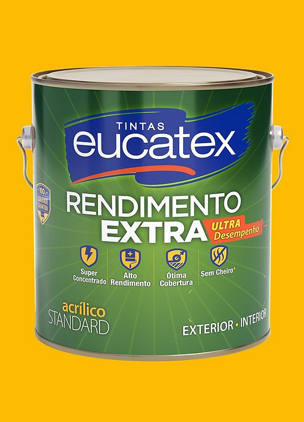 Tinta Látex Acrílico Fosco Eucatex Rende Extra 3.6L - Amarelo Ouro