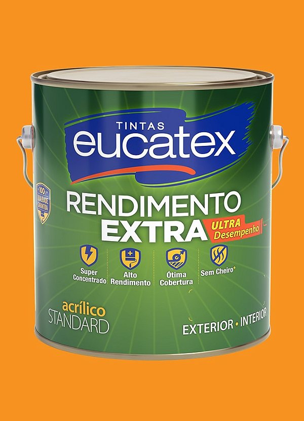 Tinta Látex Acrílico Fosco Eucatex Rende Extra 3.6L - Cenoura