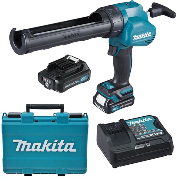 Aplicador de silicone a bateria Makita 12V Cg100Dsae C/2 Baterias 2.0Ah + Carregador + Maleta